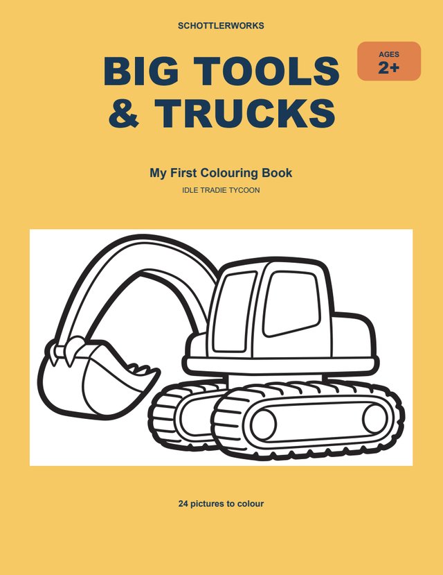 Big Tools & Trucks colouring book cover: a big digger
