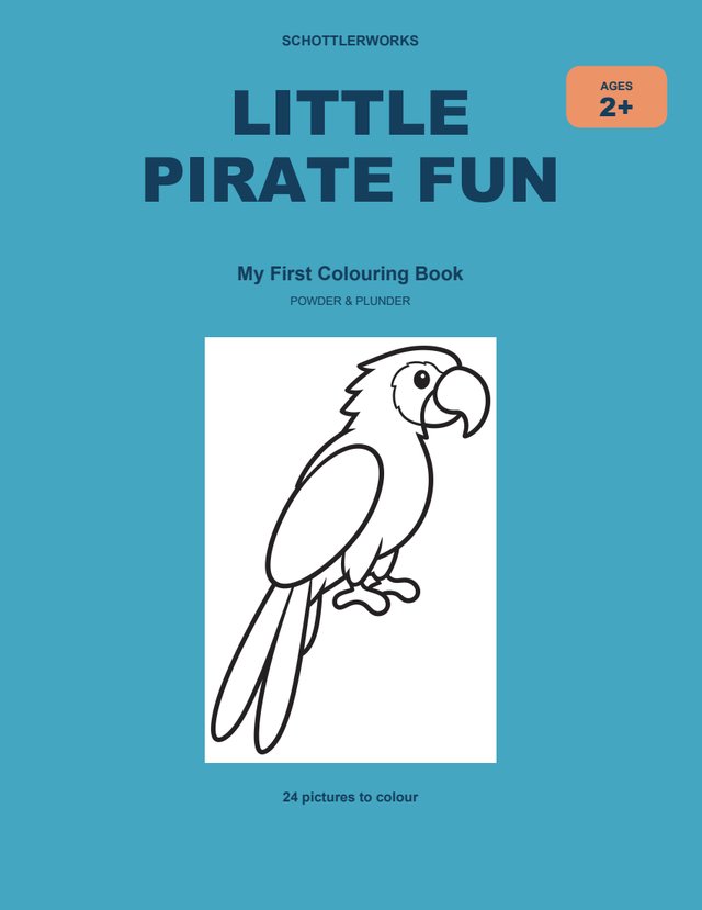 Little Pirate Fun colouring book cover: a friendly parrot