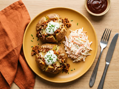 BBQ pork jacket potatoes